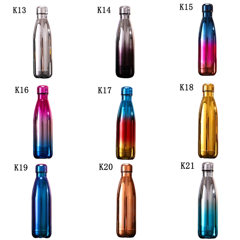 10Pcs/Lot Gradient Cola Shaped Water Bottle Thermos Stainless Steel Bottle Leak Proof Outdoor Sports Drinkware For Father Gift