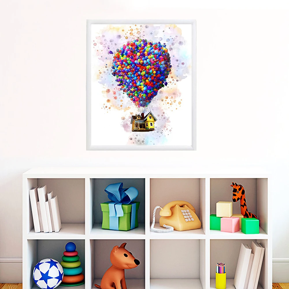 Pixar Watercolor Prints Canvas Art  Balloons Print Up Balloon House Posters Up Movie House Children Decor Disney Gift No Frame