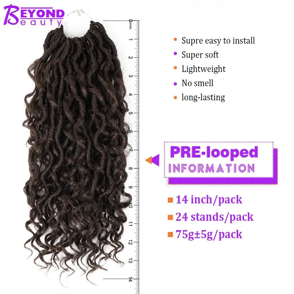 Goddess Faux Locs Curly Crochet Braids Women Locs hair 24 Stands/Pack Synthetic Braiding Hair Extension