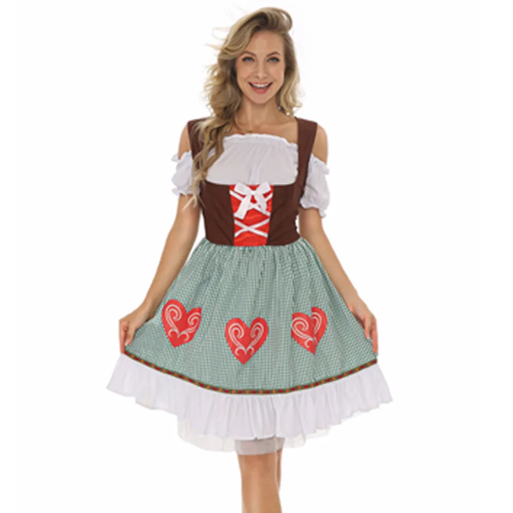 

Women Oktoberfest Costume Dirndl Dress German Bavarian Beer Wench Waitress Cosplay Outfit Carnival Halloween Party Fancy Dress