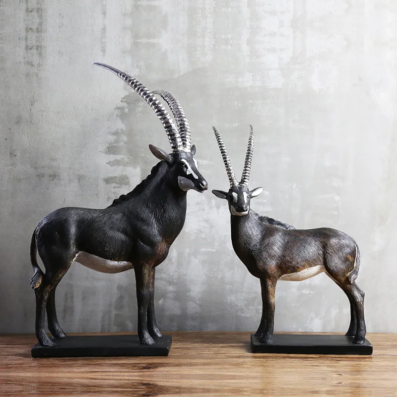 Handmade Antelope Sculpture Resin Gazelle Statue Herbivore Animal Home Wildlife Decoration Craft Ornament Grassland Furnishing