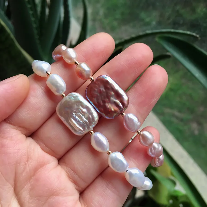 Fashion Natural Freshwater Pearl Bracelets Rectangle Square Baroque Pearl Charm Healing Real Pearls Strand Bracelets for Women