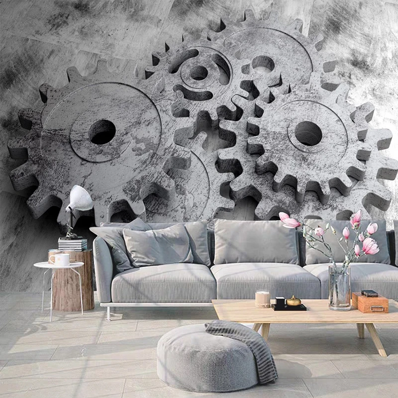 

Custom 3D Stereoscopic Embossed Mechanical Gear Large Mural Wallpaper For Living Room Bar Restaurant Poster Decor Wall Painting