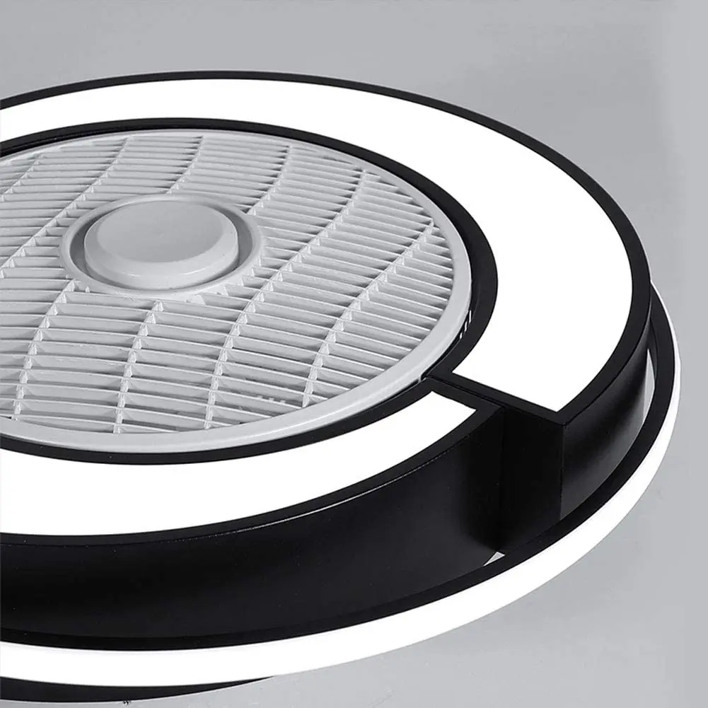 OUKANING 23 Inch Ceiling Fan Light Modern LED Remote Control Semi Flush Mount Chandelier, 3 Colors 3 Speeds Changing