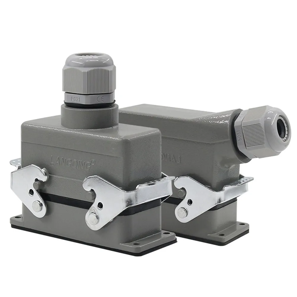 

Rectangular Heavy Duty Connector HDC-HE-24 Core Industrial Waterproof Aviation Plug Socket 16A 500V Top Line And Lateral Line