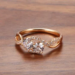 18k Rose Gold Fashion Fiower Wedding Ring for Women 1 Carat Diamond Engagement Femme Ring Bride Valentines Gift for Girl