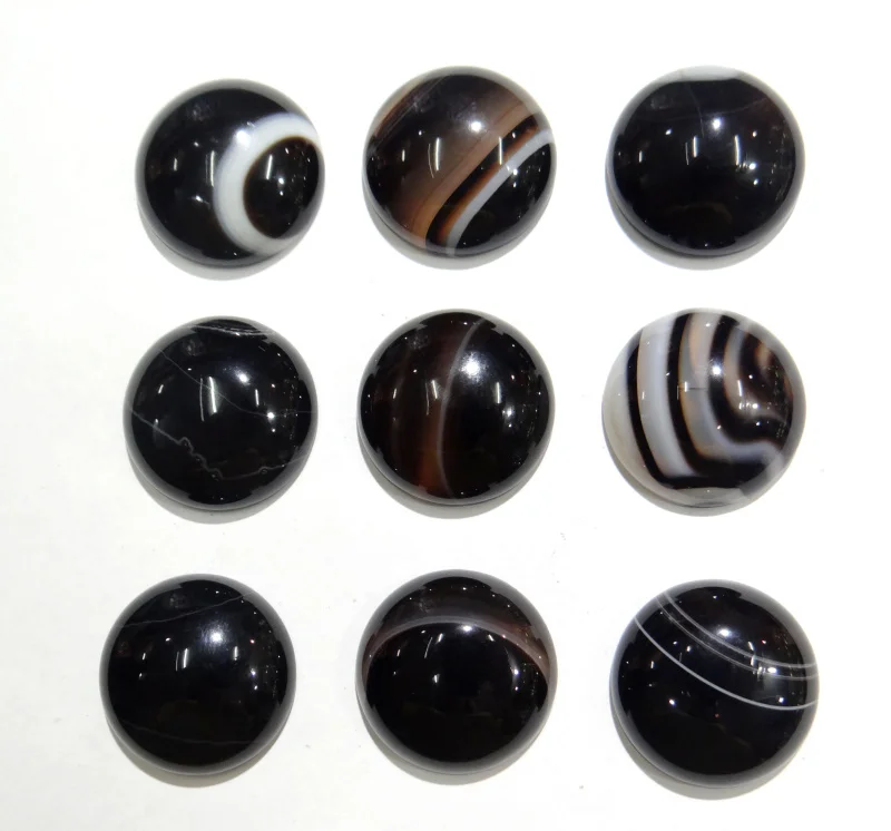 

Wholesale 30pcs quality natural stone round 20mm cabochon No hole black agates beads For DIY Making Jewelry Ring accessories