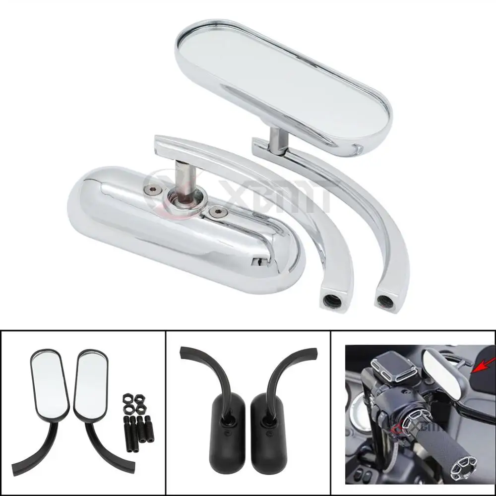 Motorcycle Mini Oval Mirror Metal Side Mirrors 8mm10mm For Harley Chopper Bobber Sportster Touring Softail Dyna Street Bob