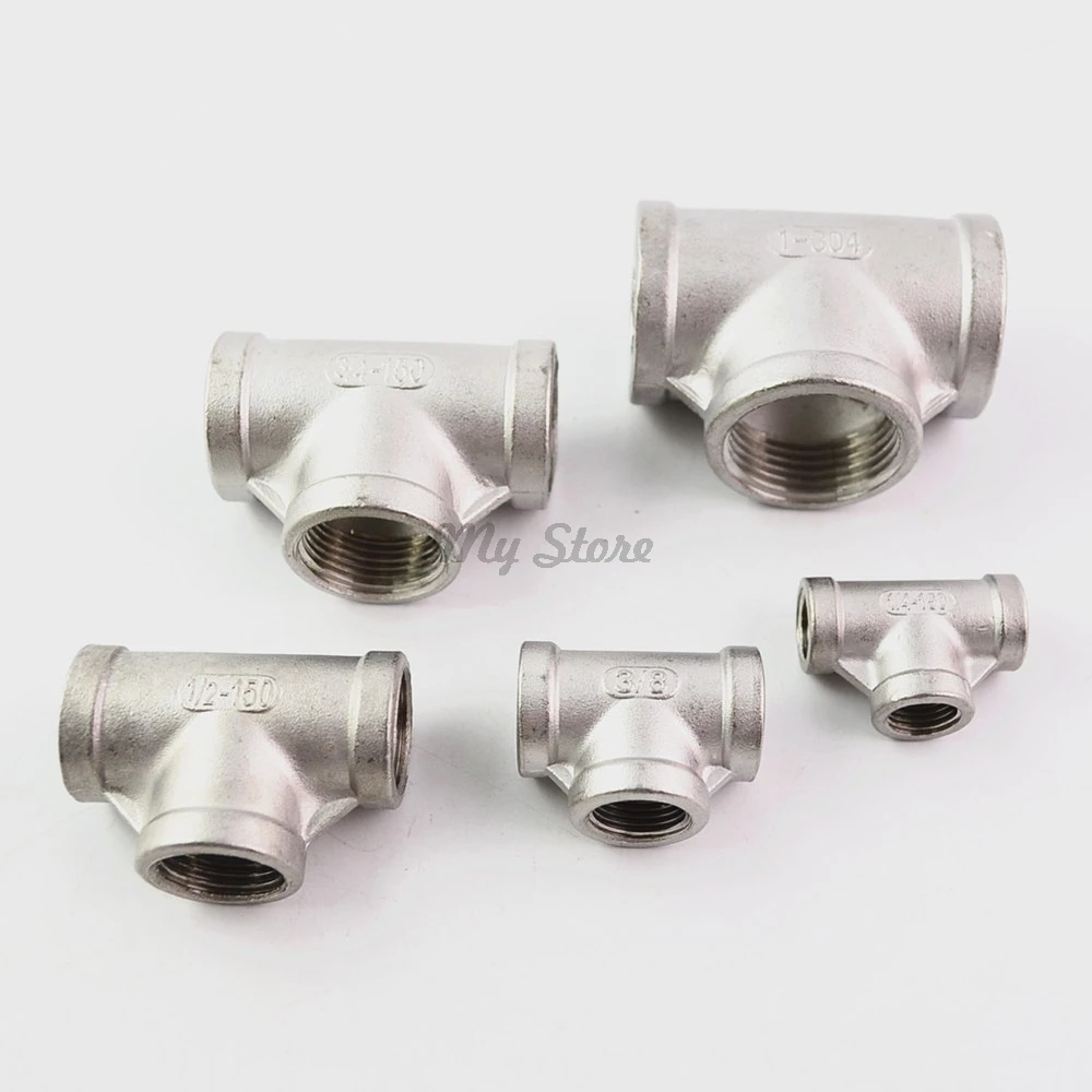 1Pcs 304 Stainless Steel Pipe Elbow Type 3 Way  Female Thread Fitting Coyote Gear SS Tee