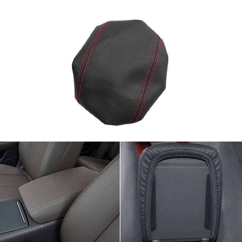 Car Microfiber Leather Center Control Lid Armrest Box Cover Trim For Audi A6 2012 2013 2014 2015 2016 2017 2018 Elastic Band