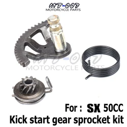 Rozrusznik rozrusznik zestaw sprężyn zębatych dla Sx50 65 Sx 50CC 65CC części silnika Mini Moto SR SX Kicker Start Kicker