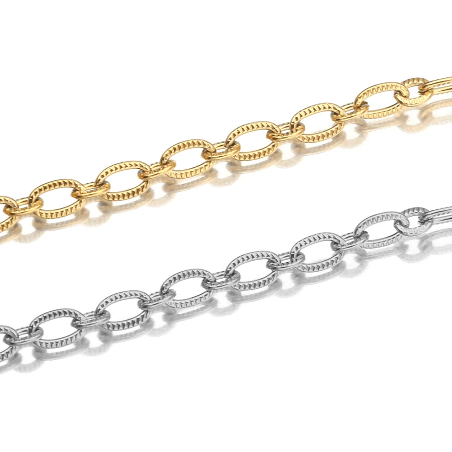 1Meter Gold Plated Stainless Steel Cable Link Chains Spool Jewelry Cross Chain Bulk for Diy Necklace Bracelet Making Supplies