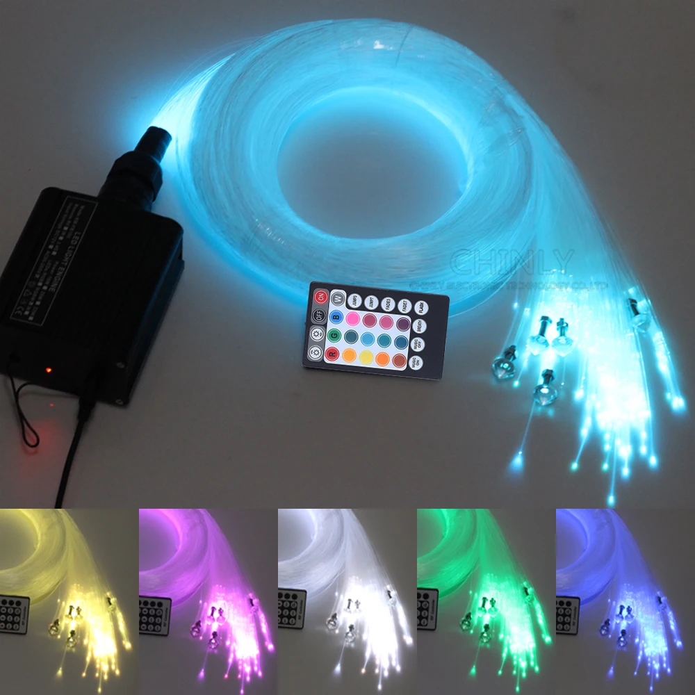 Fiber Optic Lights 16W RGBW Bluetooth Musical Control Mixed-size Optical Fiber Cable For Home /Hotel/Car Star Ceiling  Lighting