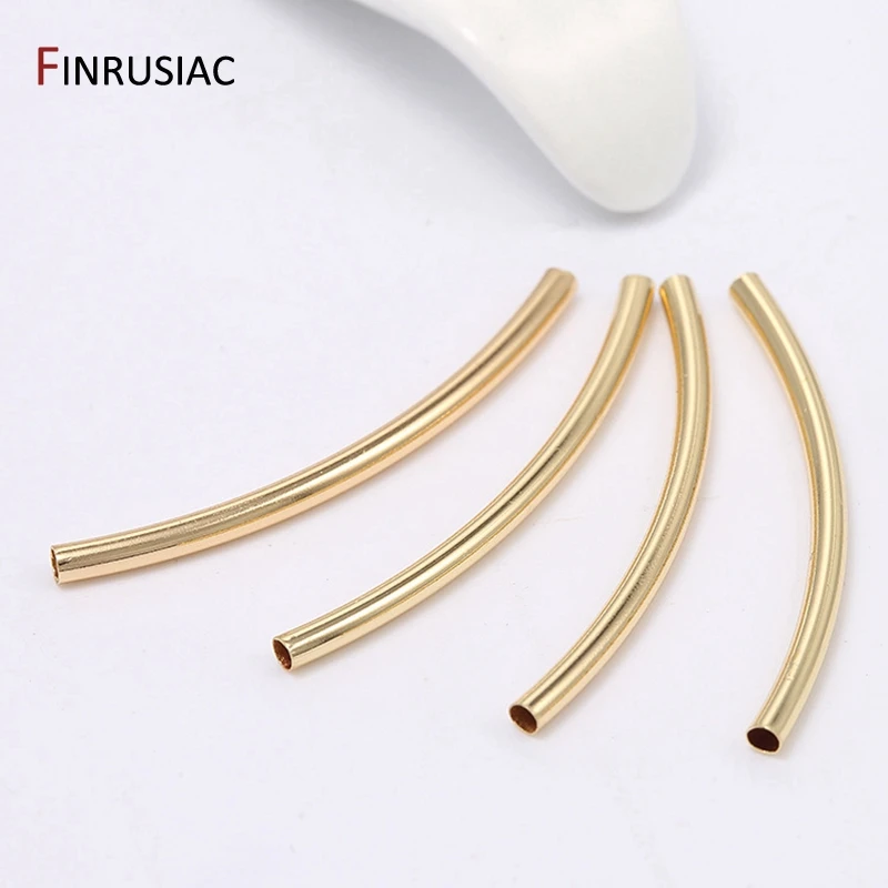 14k Gold Überzogene 35mm Langen Gebogenen Rohr Perlen Zubehör Für Schmuck Machen