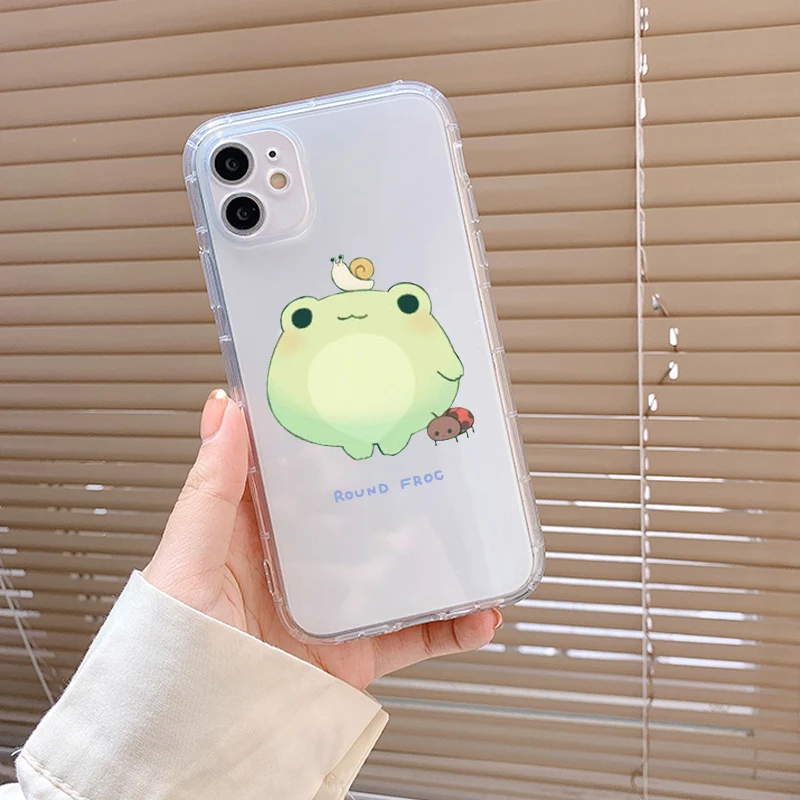 Mint Green Funny The Frog Cute Cartoon Phone Case for IPhone 11 12 Mini Pro XS MAX 8 7 6 6S Plus X SE 20 13 XR Shockproof Cover