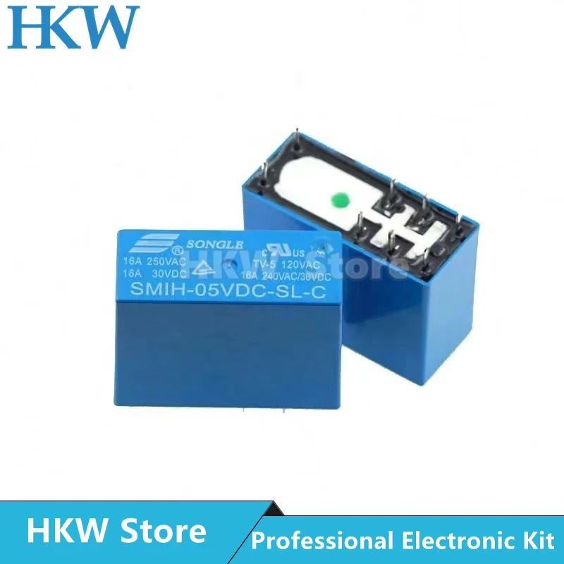 10pcs Relay SMIH-05VDC-SL-C SMIH-12VDC-SL-C SMIH-24VDC-SL-C 5V 12V 24V Relays 250V 16A  8PIN SMIH-05V 12V 24VDC-SL-A  6PIN