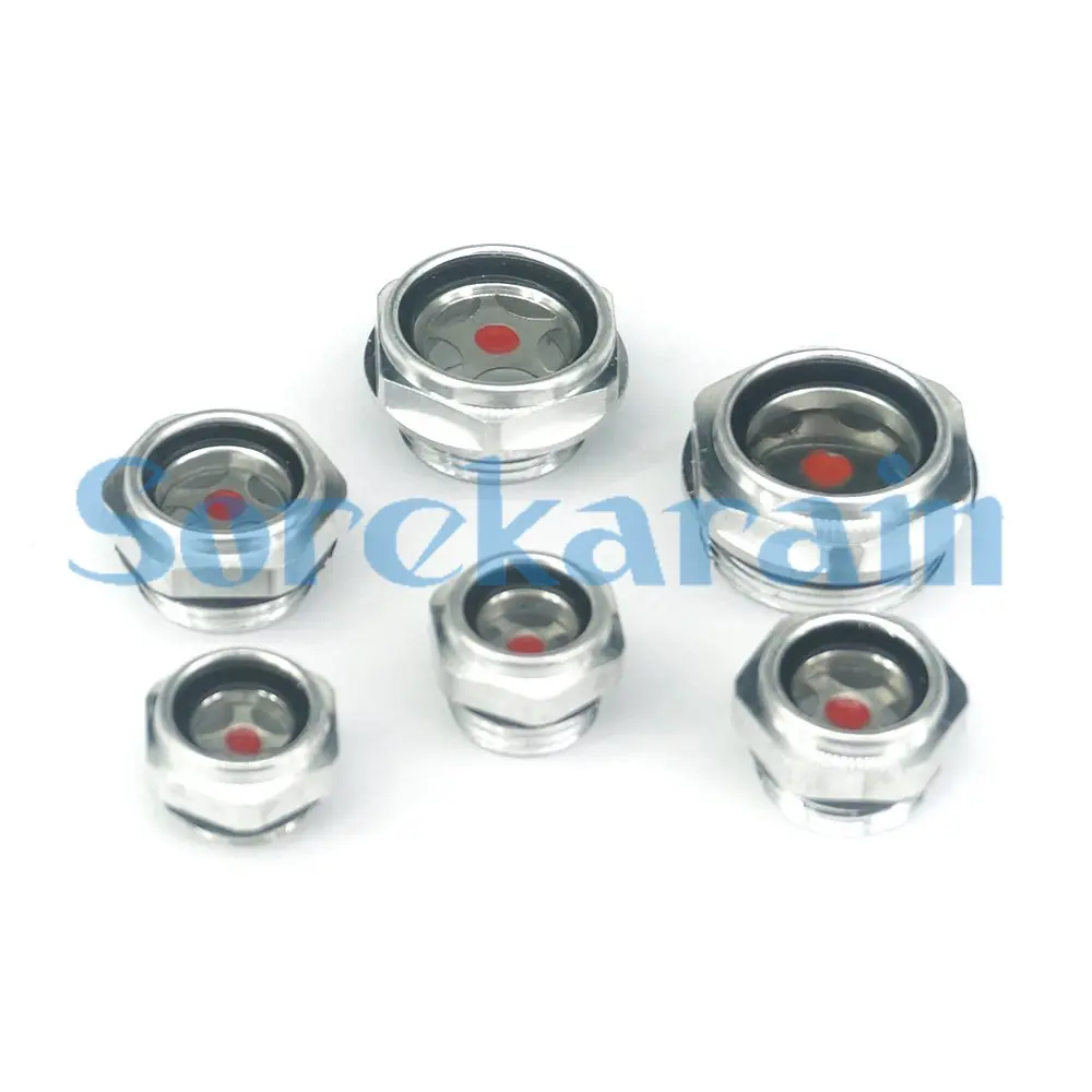 

1-1/4" 1-1/2" 2" BSP M30 M33 M36 M39 M40 M42 M48 M60 Male Aluminum Oil Level Sight Glass Window Hex Head For Air Compressor