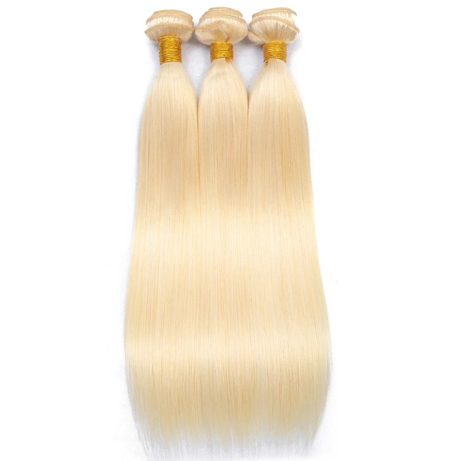 

Fashion Lady Blonde Brazilian Hair Weave Bundles 613# Straight Human Hair Bundles 1/3/4 Piece Per Pack Hair Weaving Non-remy