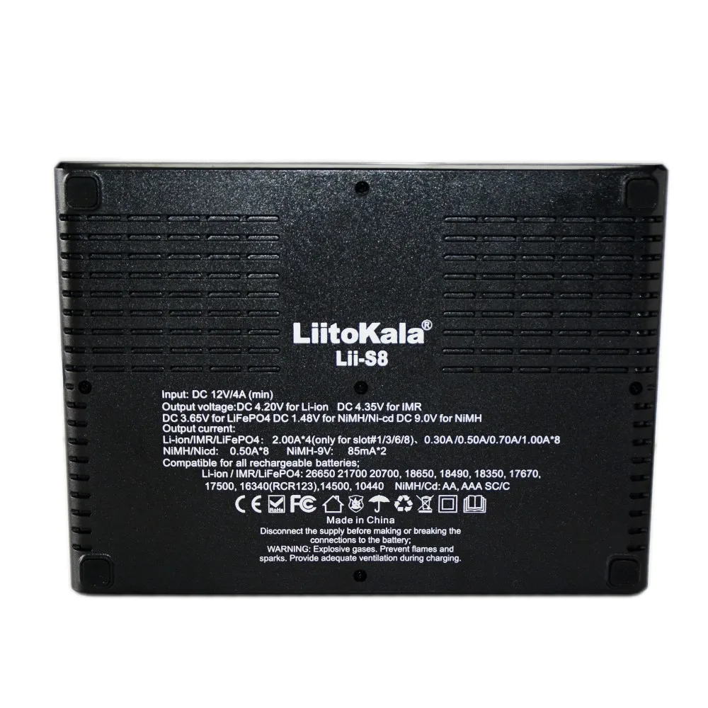 Liitokala lii s8 18650 26650 21700 شاحن بطارية ليثيوم 1.2 فولت 3.2 فولت 3.7 فولت متعددة الوظائف 8-slot الذكية شحن سريع AA AAA LiFePo4