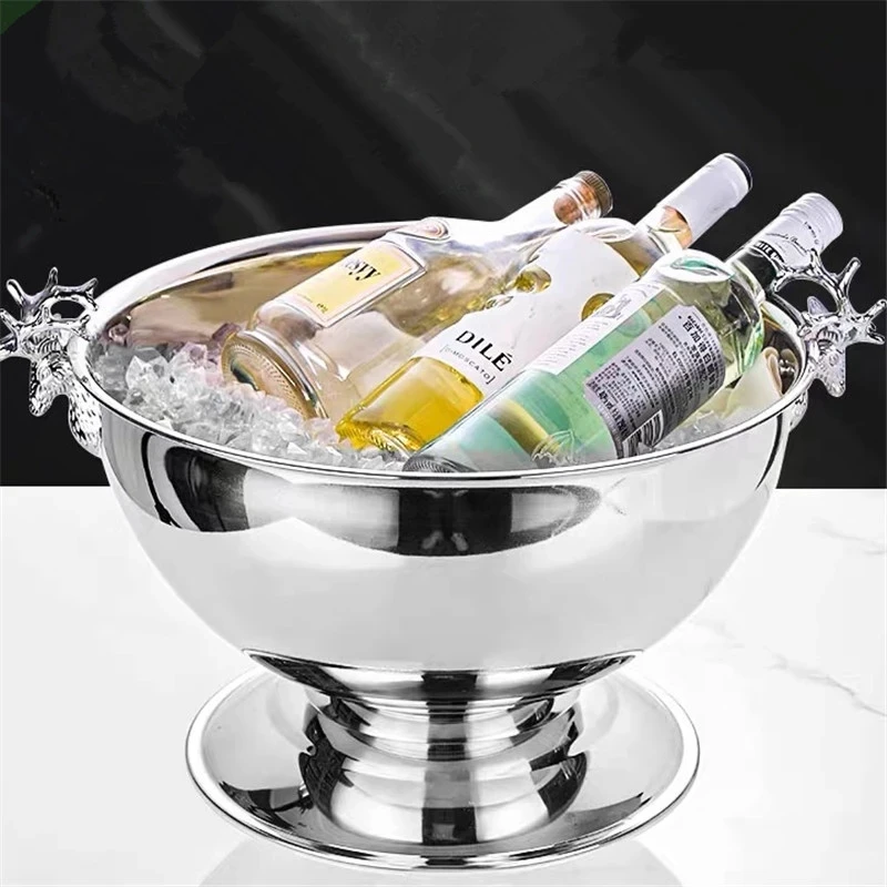 Wine Beer Cooler Bucket 3L Stainless Steel Ice Cube Maker For KTV Bar Kitchen Party Barware Champagne Deer Head Ear Ice Bucket