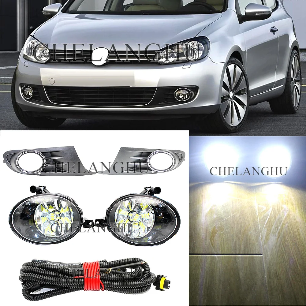 Для VW Golf 6 MK6 2009 2010 2011 2012 2013 Golf 6 Cabriolet 2012-2016 передний светодиодный/галогенный противотуманный светильник + крышка решетки + проводка