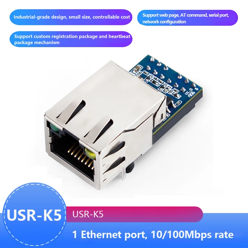 

USR-K5 UART to Ethernet Modules With tiny size Serial to Ethernet Converter Modules integrated with TCP/IP protocol