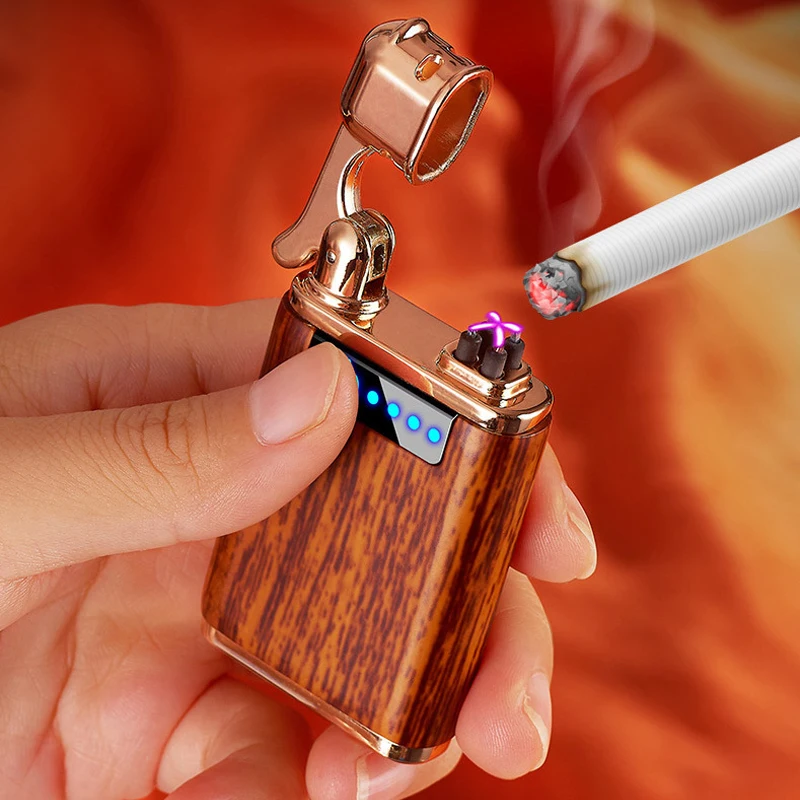 Copy Sandalwood Rechargeable Electric Lighter Stylish Plasma USB Lighter Windproof Flameless Electronic Lighters Gadgets For Men