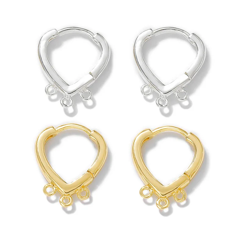 Factory wholesale Gold and Silver Color Brass heart-shaped Ear Buckle Earring  Jewelry Making Supplies Diy Accessories