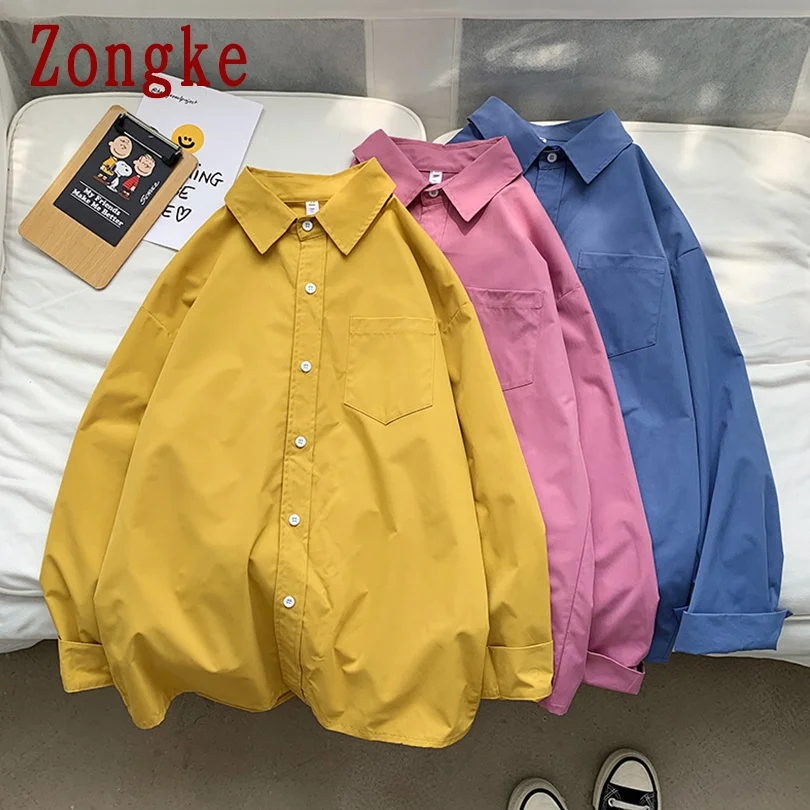 Solid Shirts For Men Clothing Korean Style Men Shirt Long Sleeve Harajuku Mens Shirts Korean Clothes 5XL 2024 Spring New