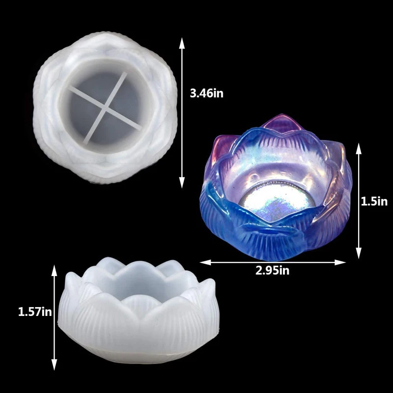 Moldes de resina epóxi de flor de lótus bamala, formas para diy, caixa de armazenamento de joias, vaso de flores, presentes de natal