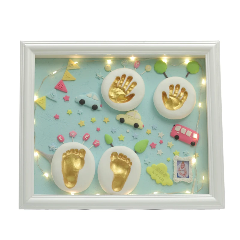 Diy Hand And Foot Print Modeling Clay Baby Footprint Baby Photo Frame Gift Box Color Clay Souvenir Newborn Plasticine Baby Gifts