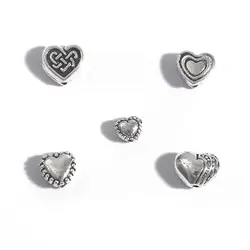 20/30/50pcs 6-10mm Tibetan Antique Silver Plated Heart Charms Metal Spacer Beads For Jewelry Making Diy Finding Accessories
