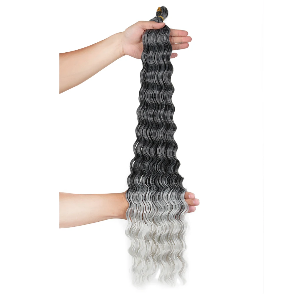 Long Deep Wave Twist Afro Curls Crochet Hair Crochet Braid Ombre Braiding Hair Extensions  For Women High Tempreture 60Stands/p