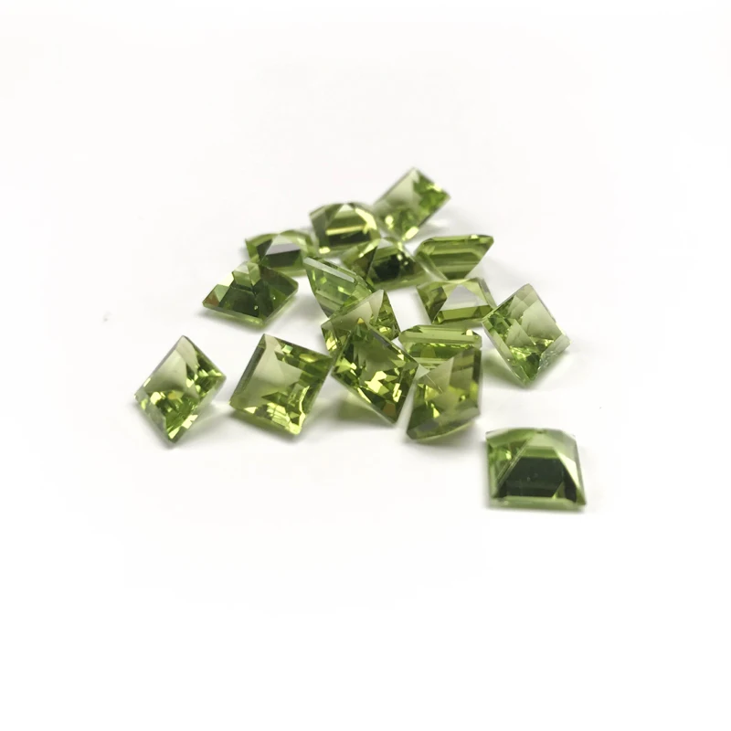 VANTJ Natural Peridot Loose Gemstone Top Quality Square Cut for Silver Gold Women Jewelry Random Delivery