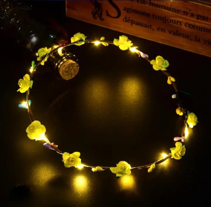 LED Flower Headband Glowing Light Up Hair Wreath Hairband Garlands Party Decoration for Women Girls SN1376