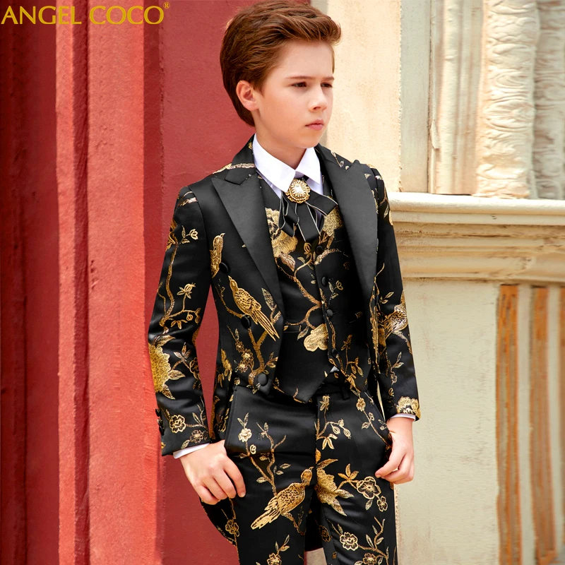 Senior tuxedo Tailcoat Fashion Kid Boys Wedding Suits Prom Best formal clothing Suit Blazers Gentleman Clothes Children\'s Suit