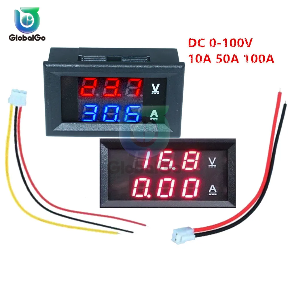 Voltmetro digitale per auto amperometro indicatore di tensione del motociclo Tester misuratore di corrente Tester 12V 2pin 3pin cavo DC100V 10A 50A