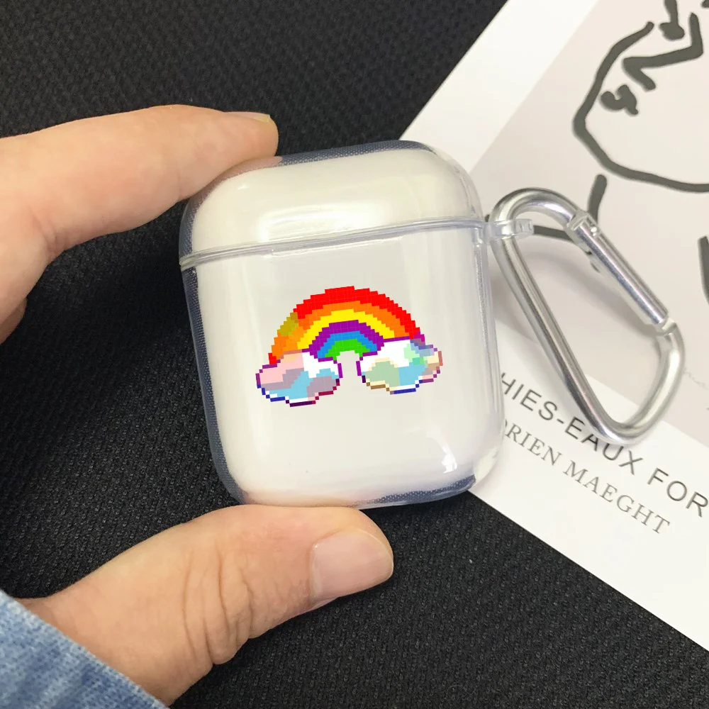 حافظة لجهاز Apple Airpods 1 2 Pro حافظة من السيليكون الناعم عليها قوس قزح لهواتف Airpods حافظة واقية للشحن