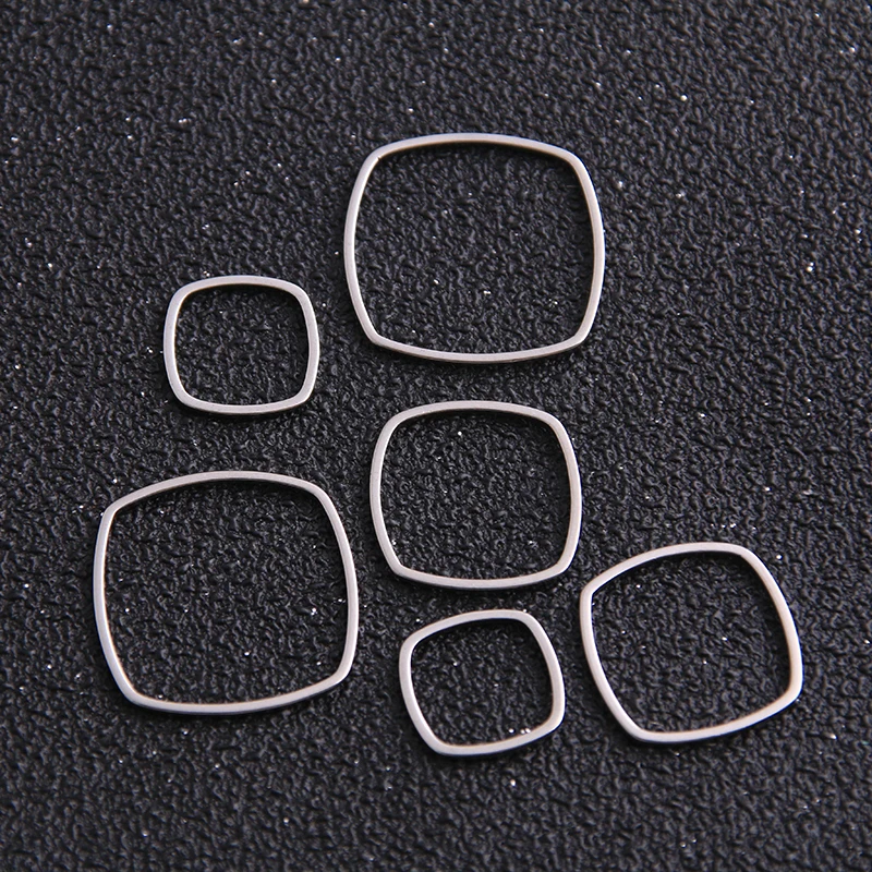 15Pcs 3 Size Square Charm Stainless Steel Pendant Open Bezel Hollow Pressed Resin Frame Mold Bezel DIY Jewelry Making