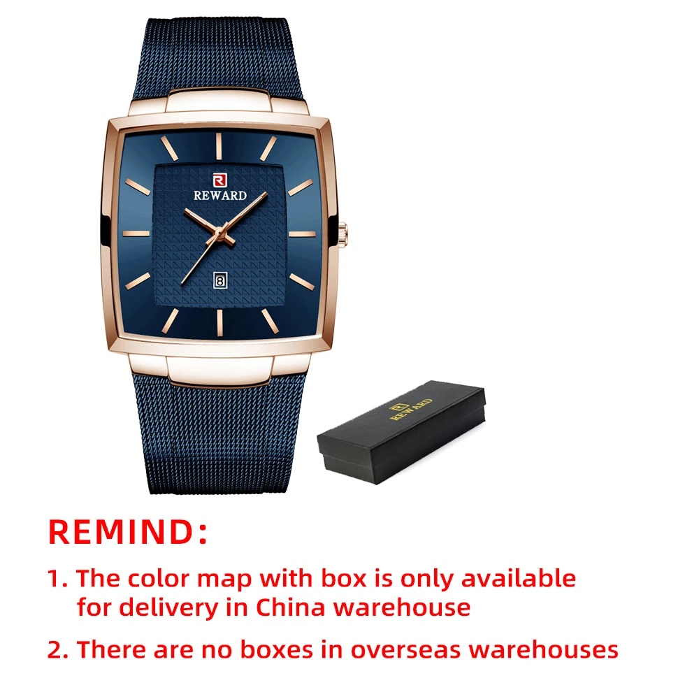 REWARD Fashion Blue Men\'s Watches 2023 New Top Luxury Brand Watch Men Business Waterproof Stainless Steel Quartz Wristwatch