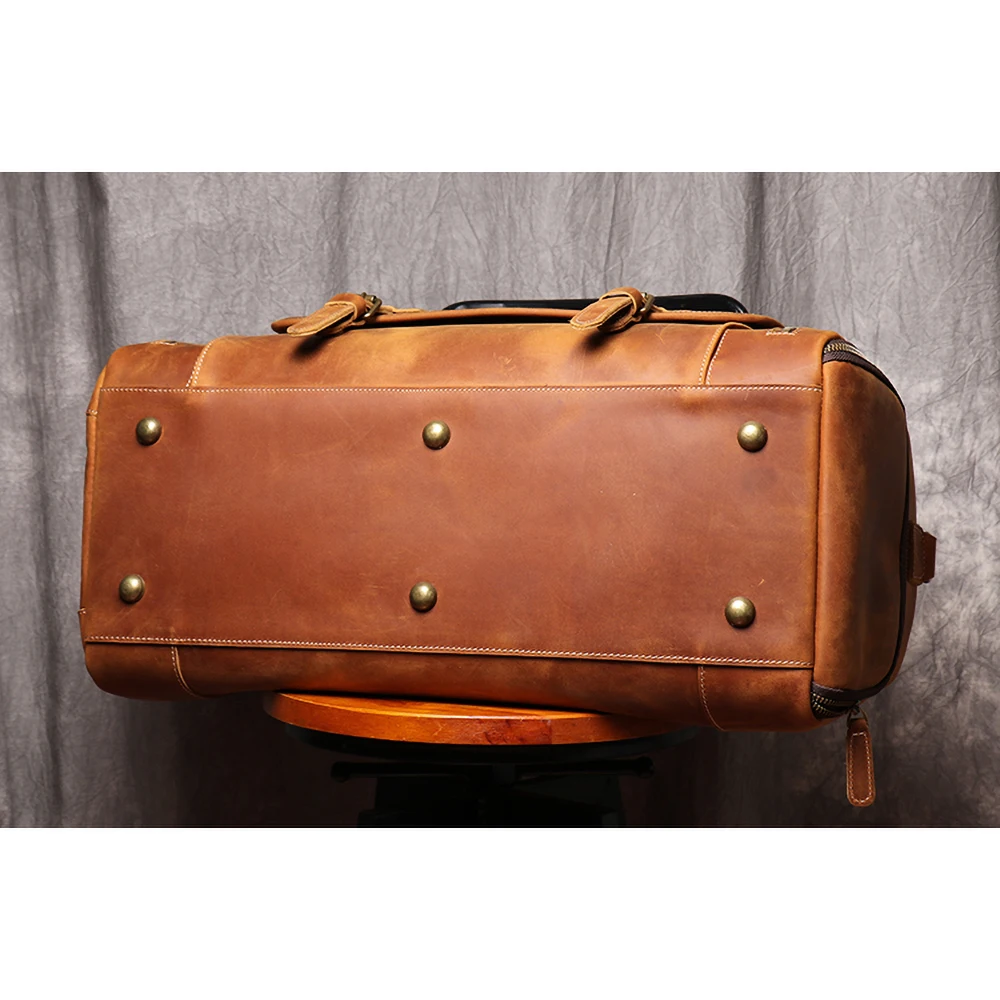 Imagem -04 - Zrcx-bolsa de Viagem de Couro de Vaca Genuíno Masculino Bolsa de Negócios Bolsa Duffel para Laptop de 13 Primeira Camada Ginásio