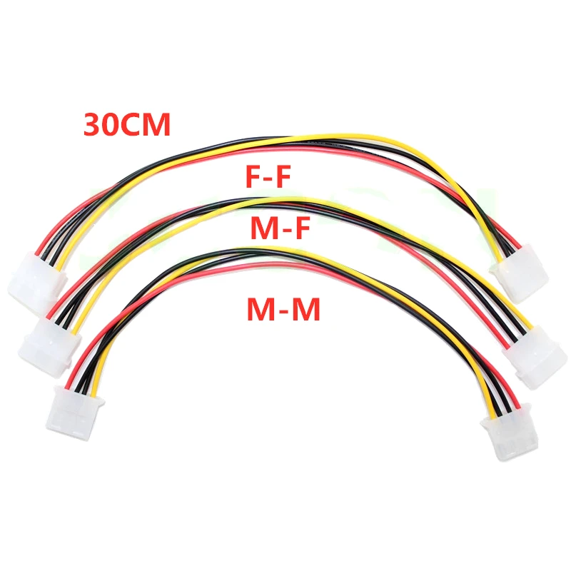 1pcs 30cm Computer Power Supply IDE Molex 4-pin Male Female Extension Power Cable Pure Copper Wire Core Cable 5.08mm Pitch