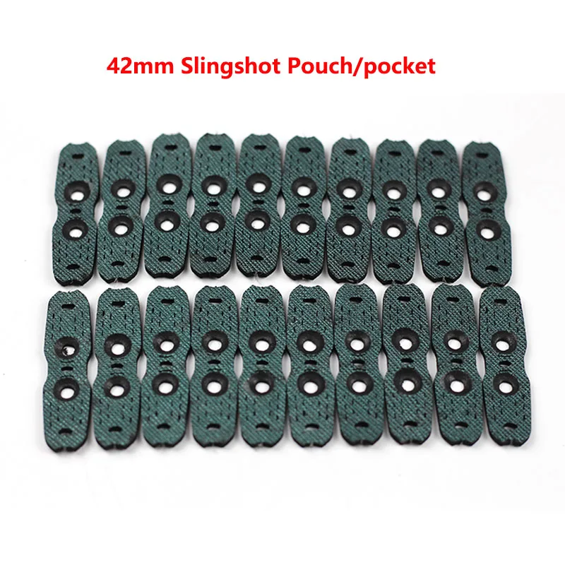 100pcs 42mm Microfiber Leather Pouch Slingshot Flat Rubber Band Leather Pocket for Slingshot