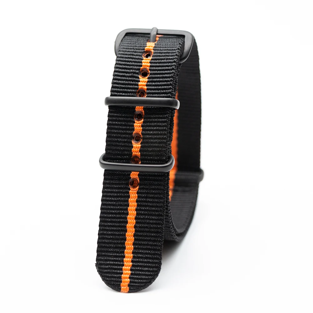 2 Black 1 orange Soft Breathable Nylon Strap Watch Replacement Belt 18mm 20mm 22mm 24mm  Sports WatchBand For Adjustable Buckle