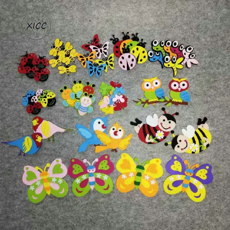 T-N Non-woven Toy Animal Ladybug Bee Panda Butterfly Felt DIY Pack Kindergarten Decoration Primary School Classroom Wall Sticker