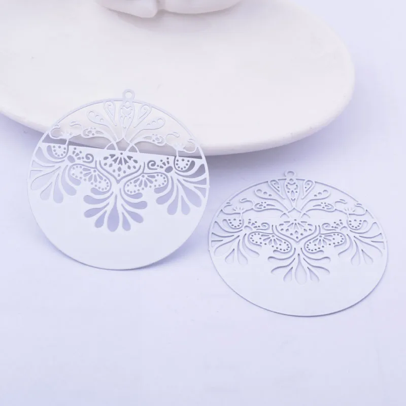 30 Stück AA4670 45*47mm Bemaltes Messing Große Runde Anhänger Filigran Schmuck Ohrring Zubehör – Detail 8