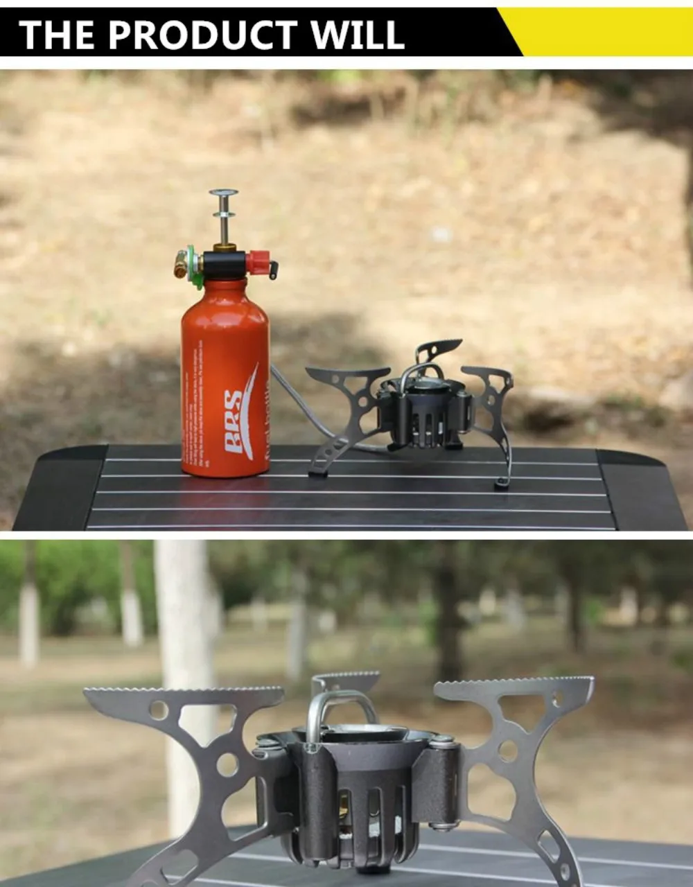 BRS-8 Outdoor Portable Oil/Gas Multi-Use Camping Stoves With One Fuel Bottle Hiking Foldable Cookware Picnic Cooking Burners Set