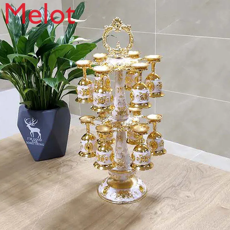 

Creative European-Style High-End Hanging Household Cup Holder White Wine Living Room Home Decorations Wine Rack Decoration