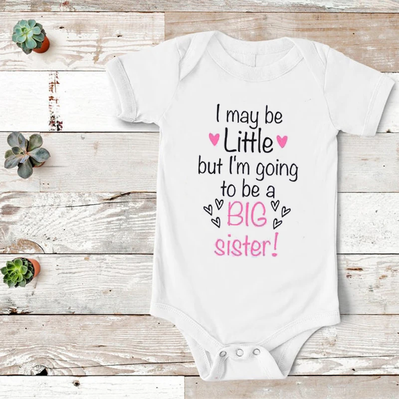 Big Sister Baby Mother and Daughter Clothes I May Be Little But I\'m Going To Be A Big Sister Family Matching Clothes Letter