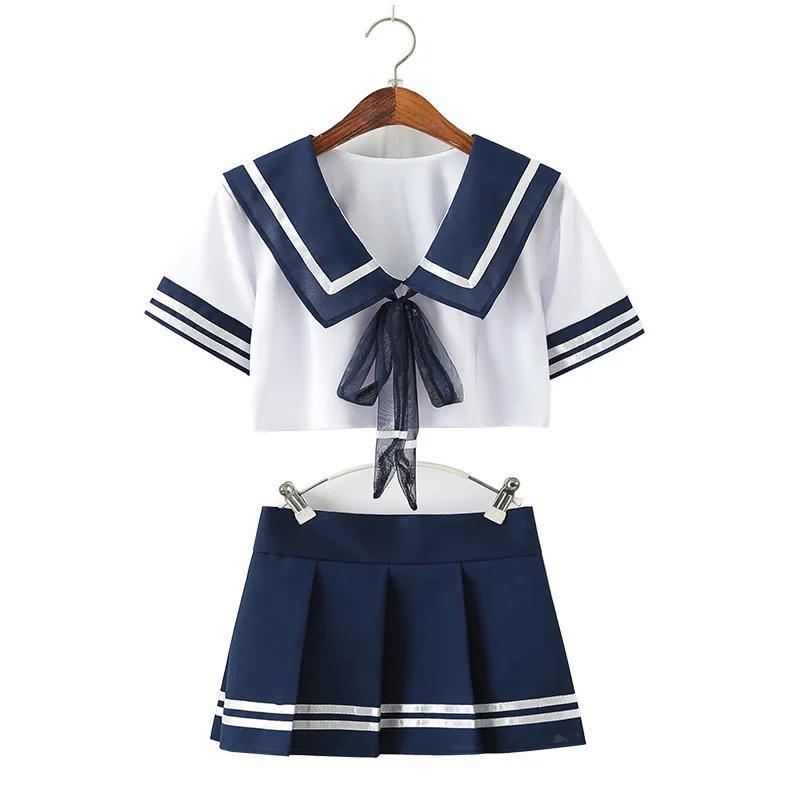 NEW School Girl Japanese Plus Size XL Costumes Women Sexy Cosplay Lingerie Student Uniform With Miniskirt Cheerleader Outfit